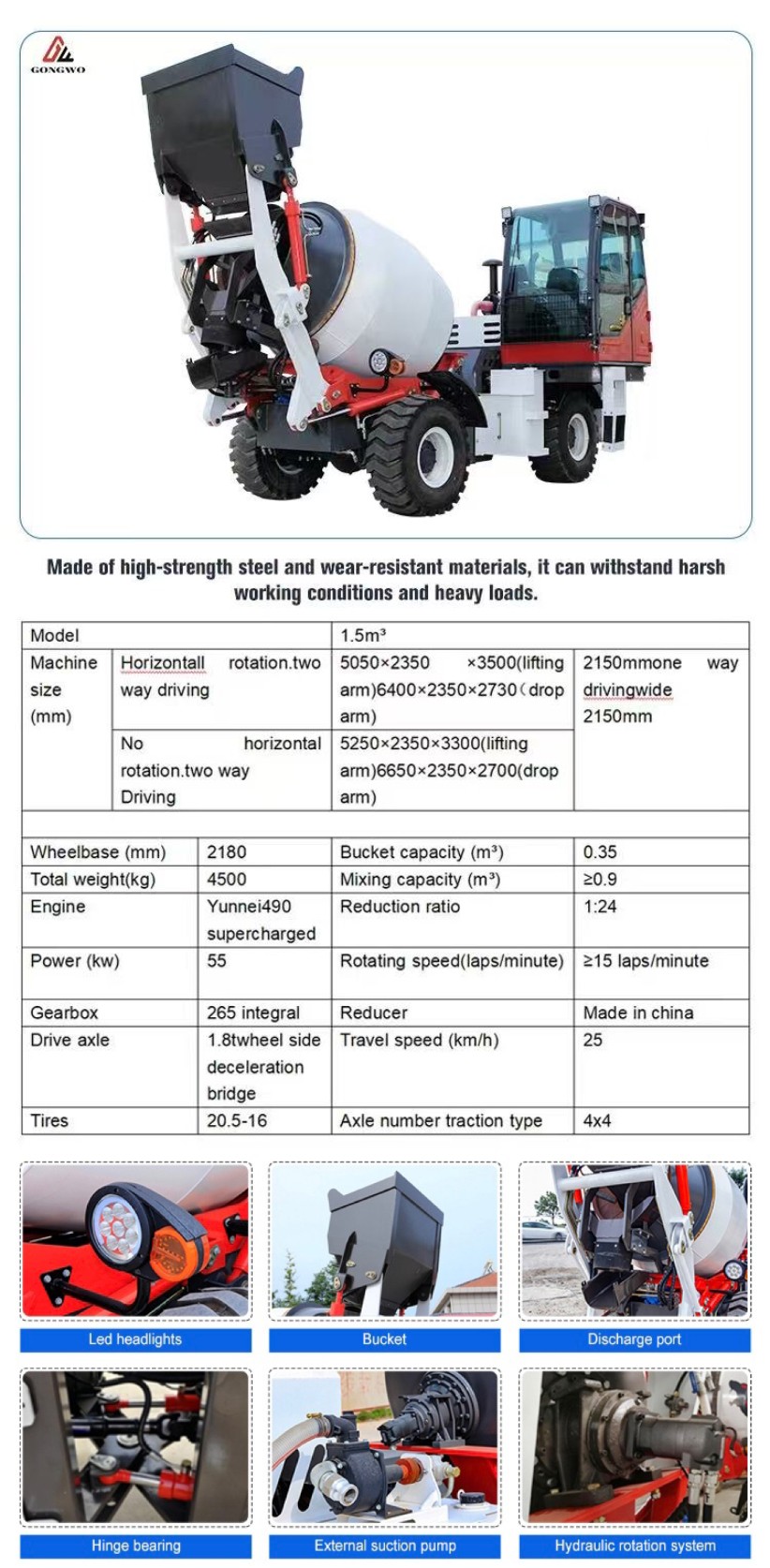 Автобетоносмеситель объемом 1,5 м³